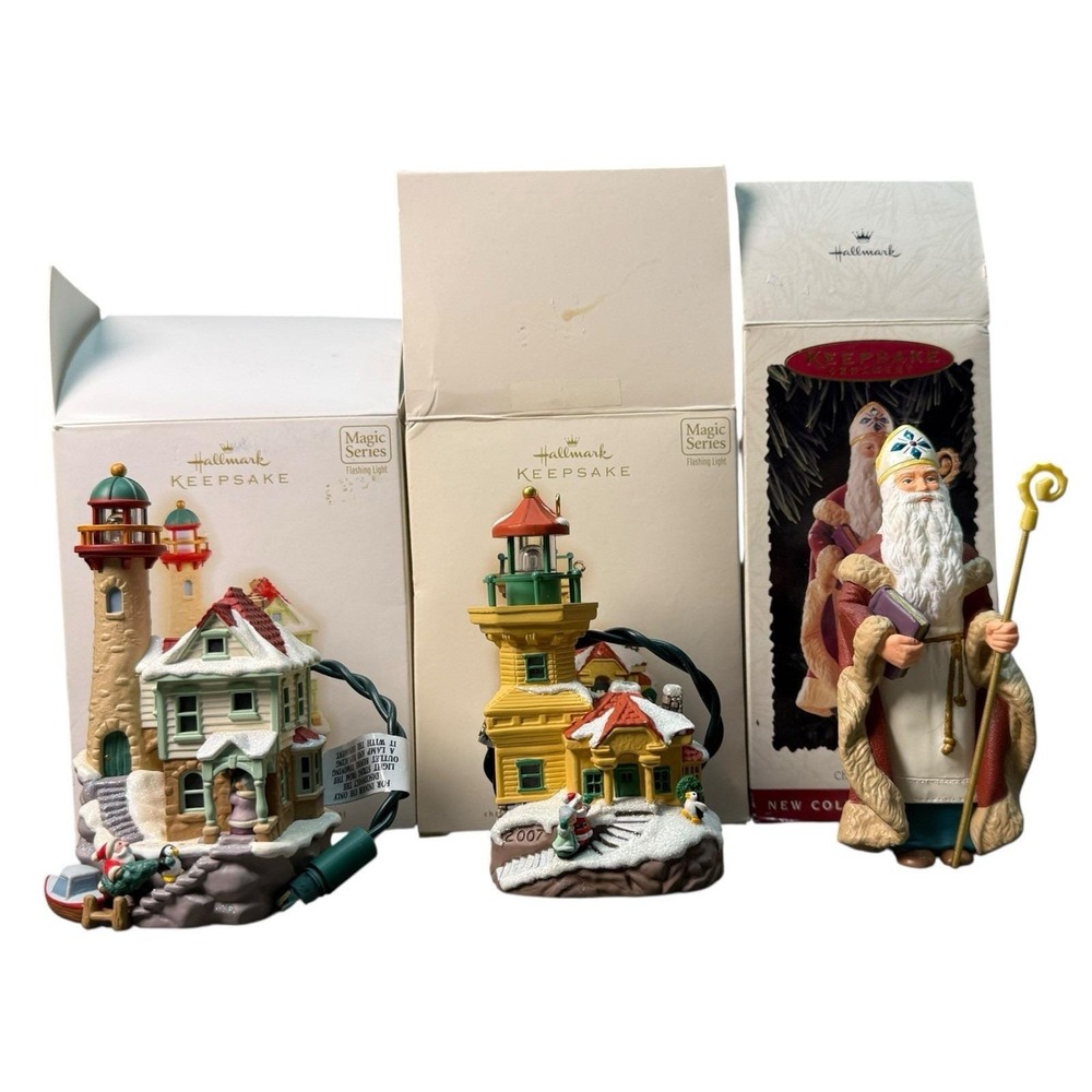 Hallmark Keepsake Lot‎ 2007 READ + 2009 Lighthouse Greetings & 1995 St Nicholas